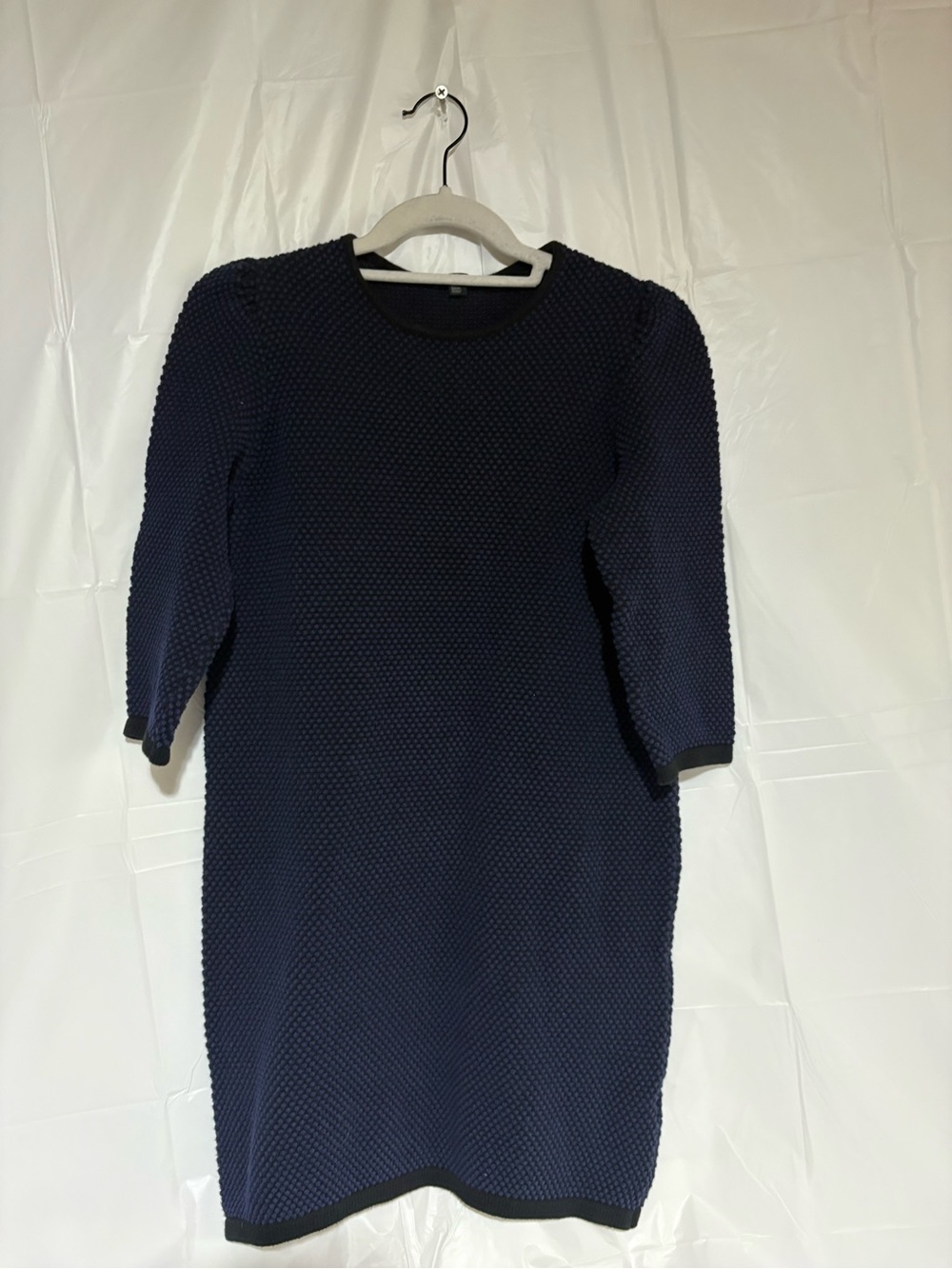 COS Navy Textured Midi Shift Dress